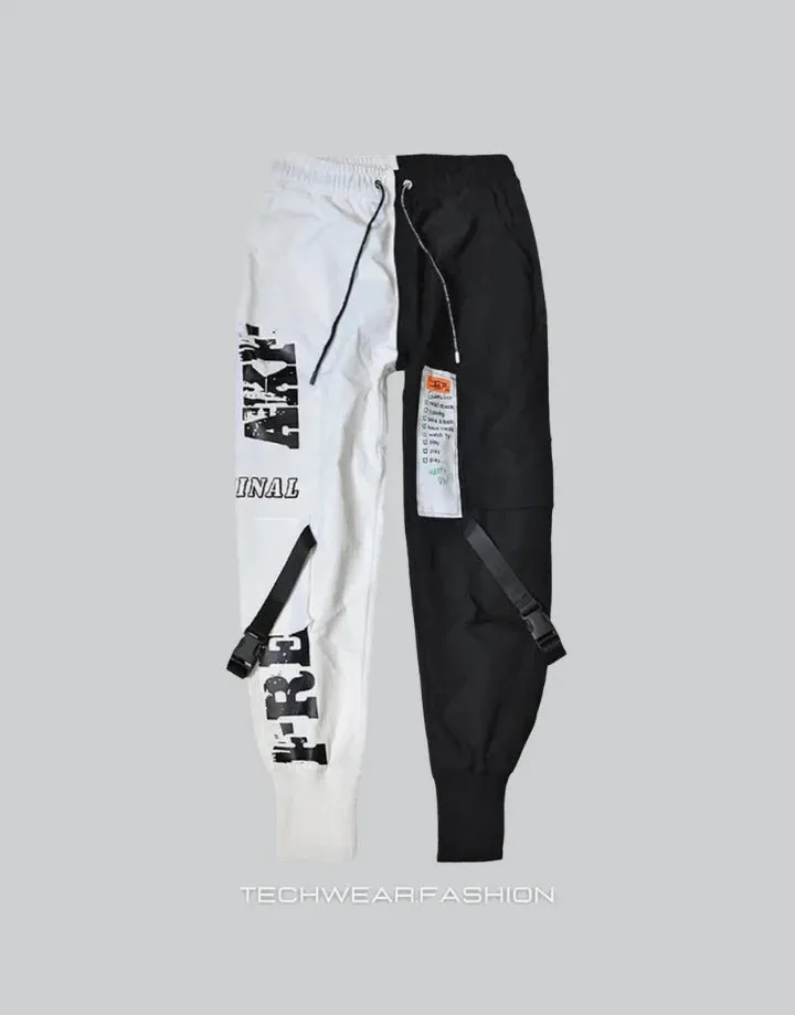 Techwear Black and White Cargo Pants