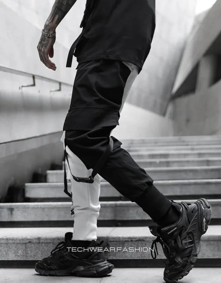 Techwear Black and White Cargo Pants