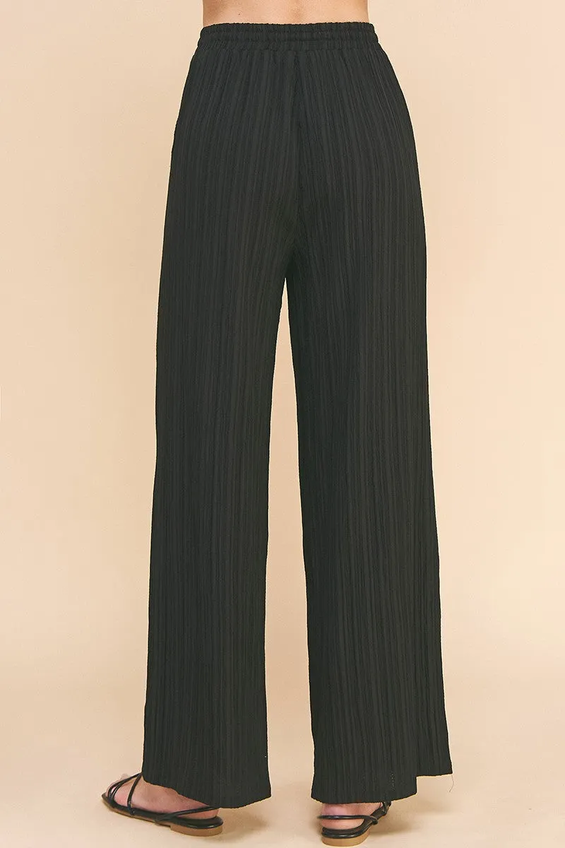 Textured Woven Tie Waist Pants