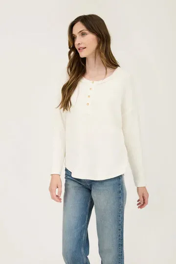 The Harmony Waffle Knit Henley Top