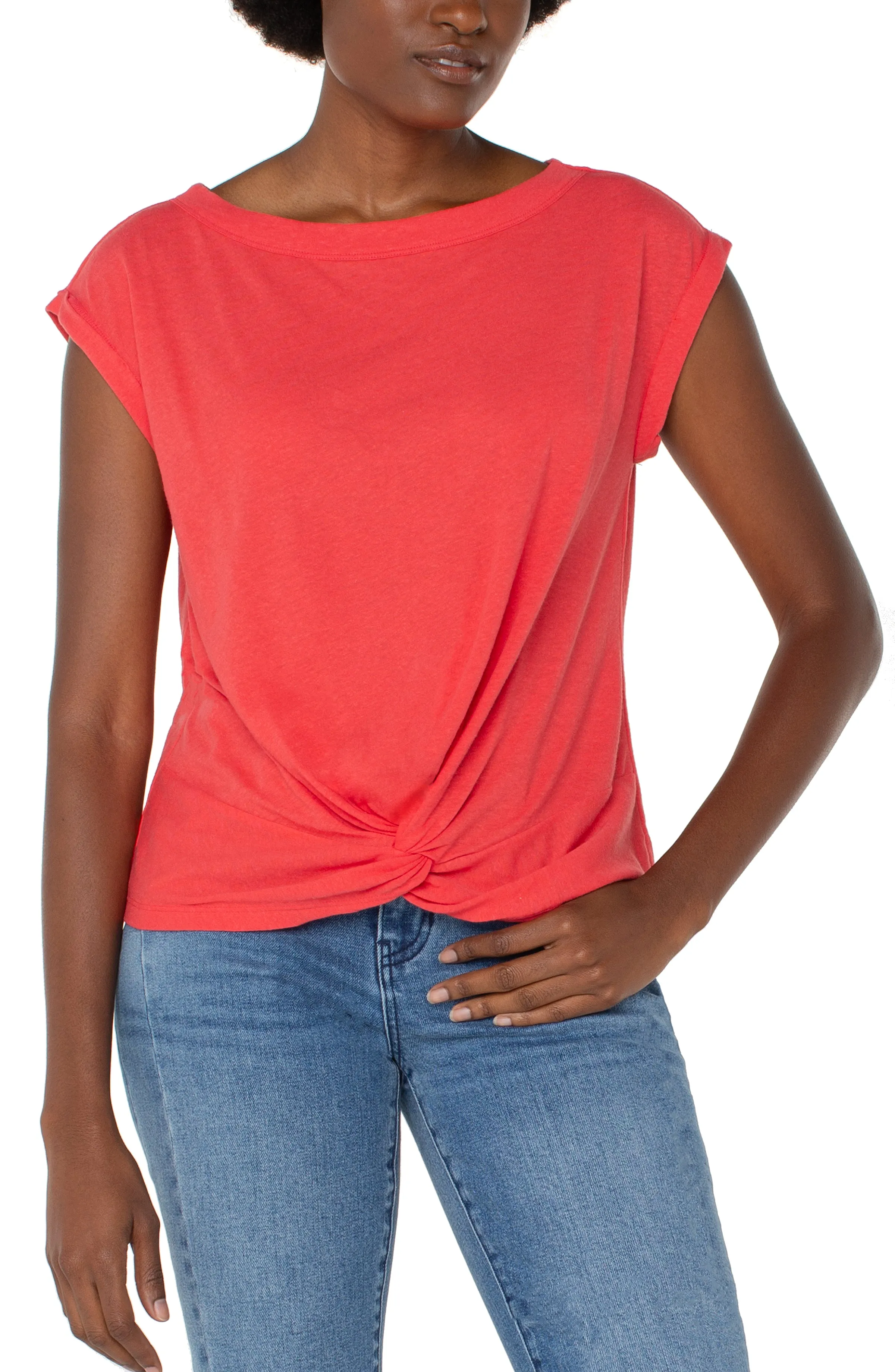 The Latoya Knot Front Short Sleeve Knit Top