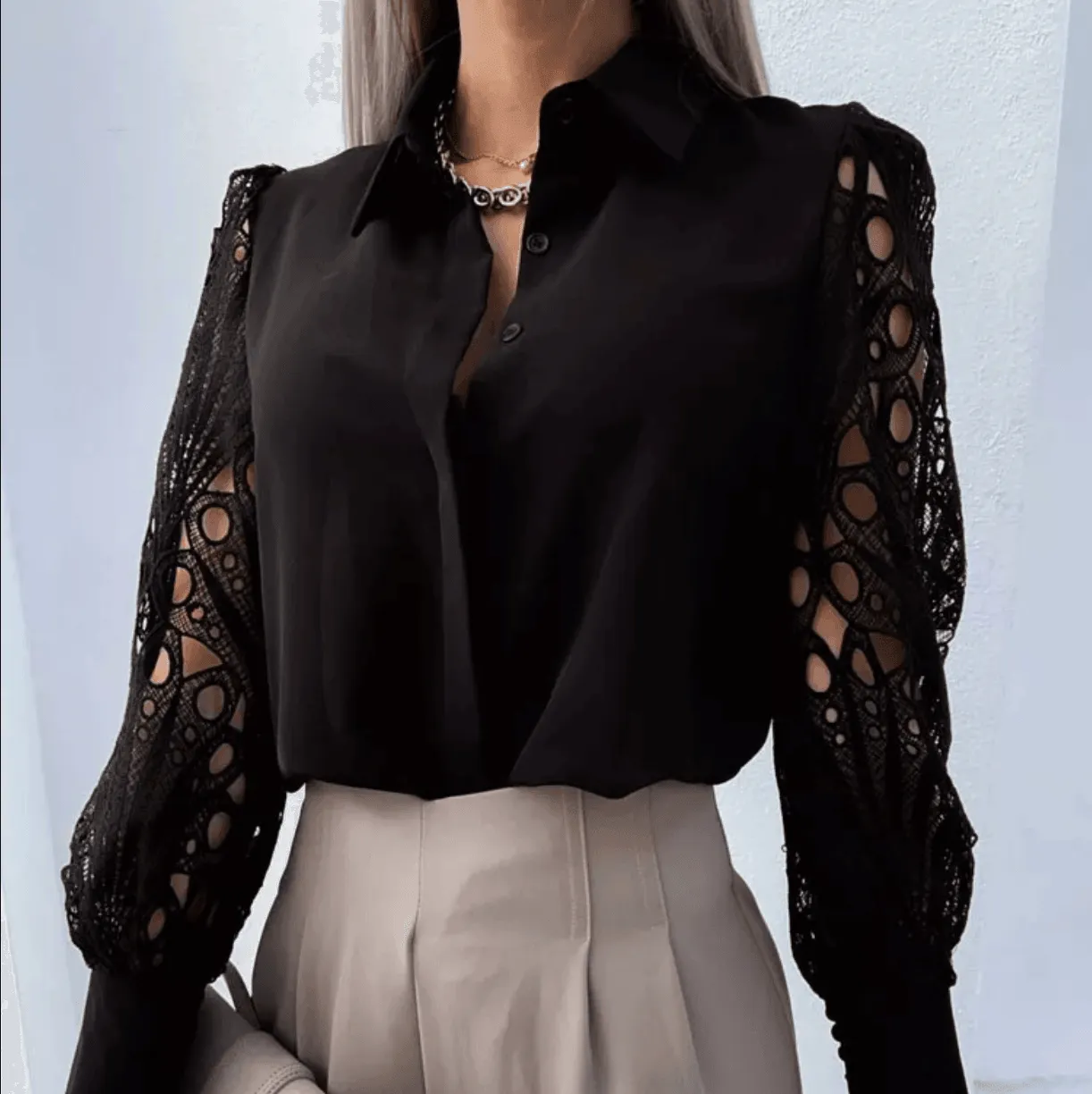 Timeless Beauty Lace Satin Blouse