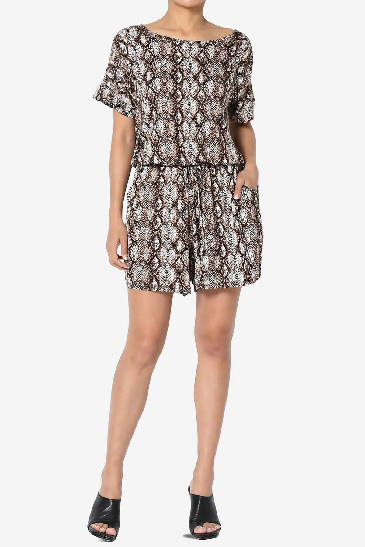 Tina Snake Skin Short Sleeve Jersey Romper