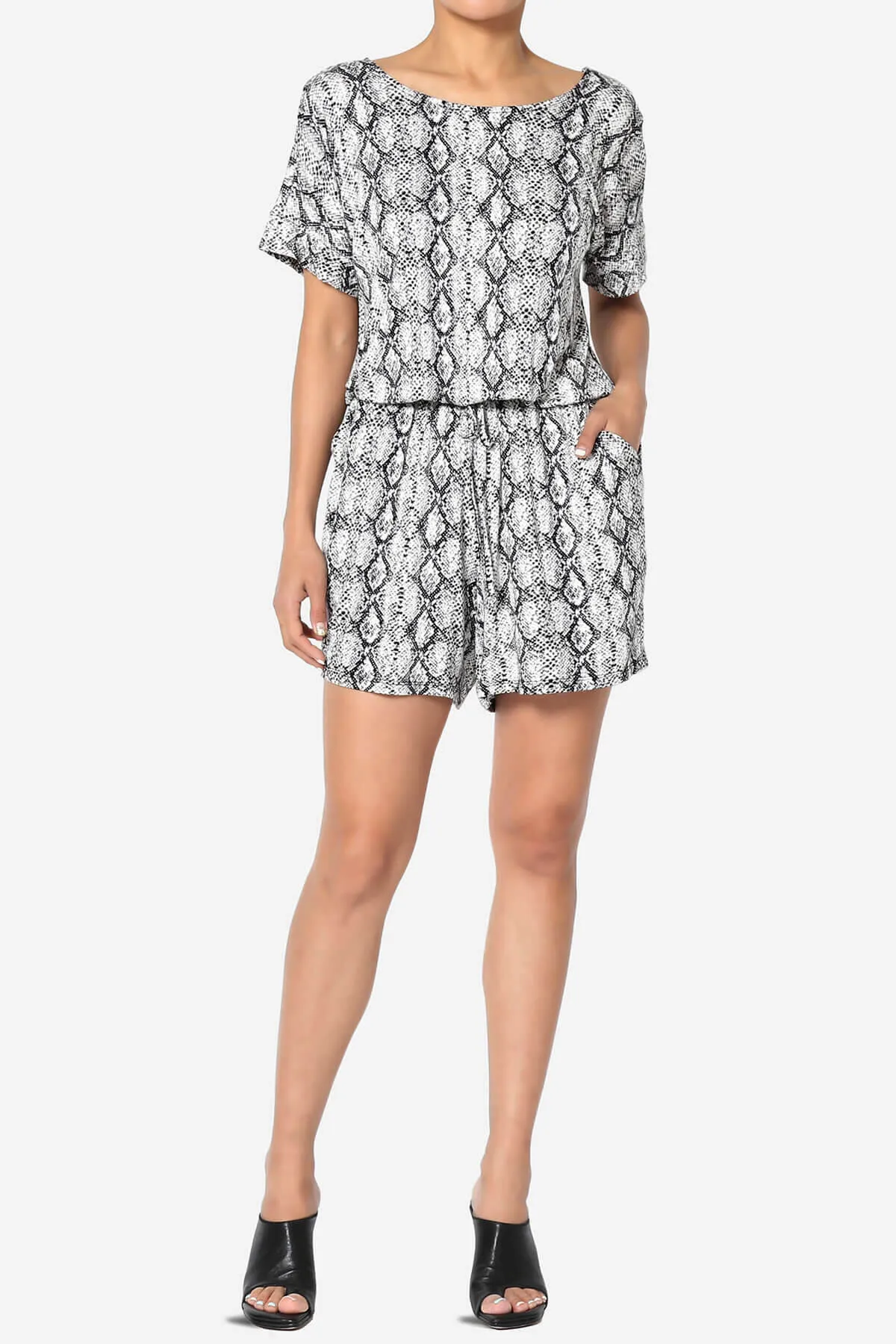 Tina Snake Skin Short Sleeve Jersey Romper