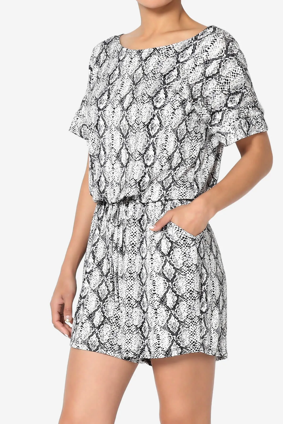 Tina Snake Skin Short Sleeve Jersey Romper