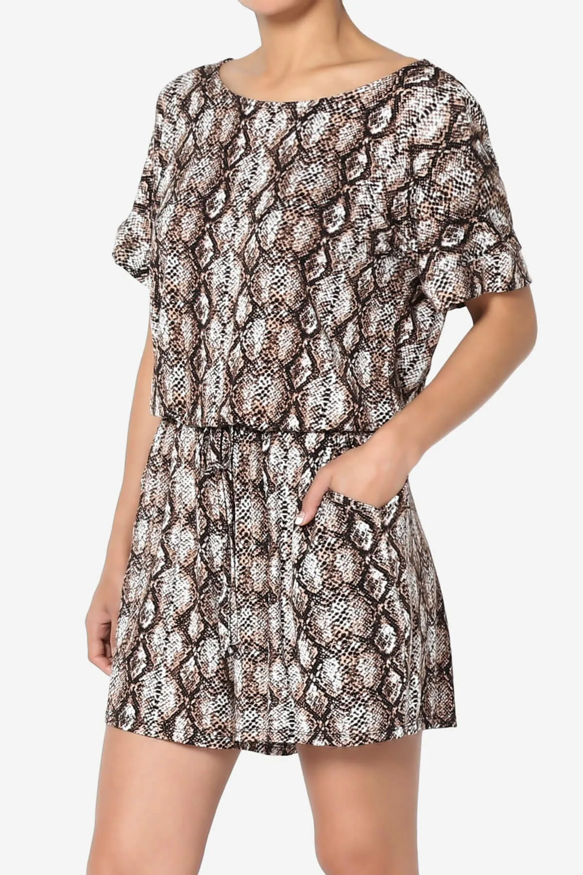 Tina Snake Skin Short Sleeve Jersey Romper