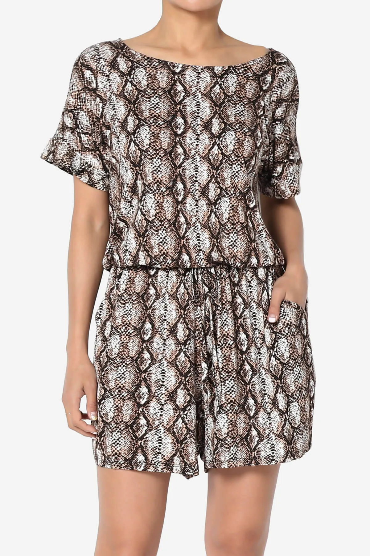 Tina Snake Skin Short Sleeve Jersey Romper