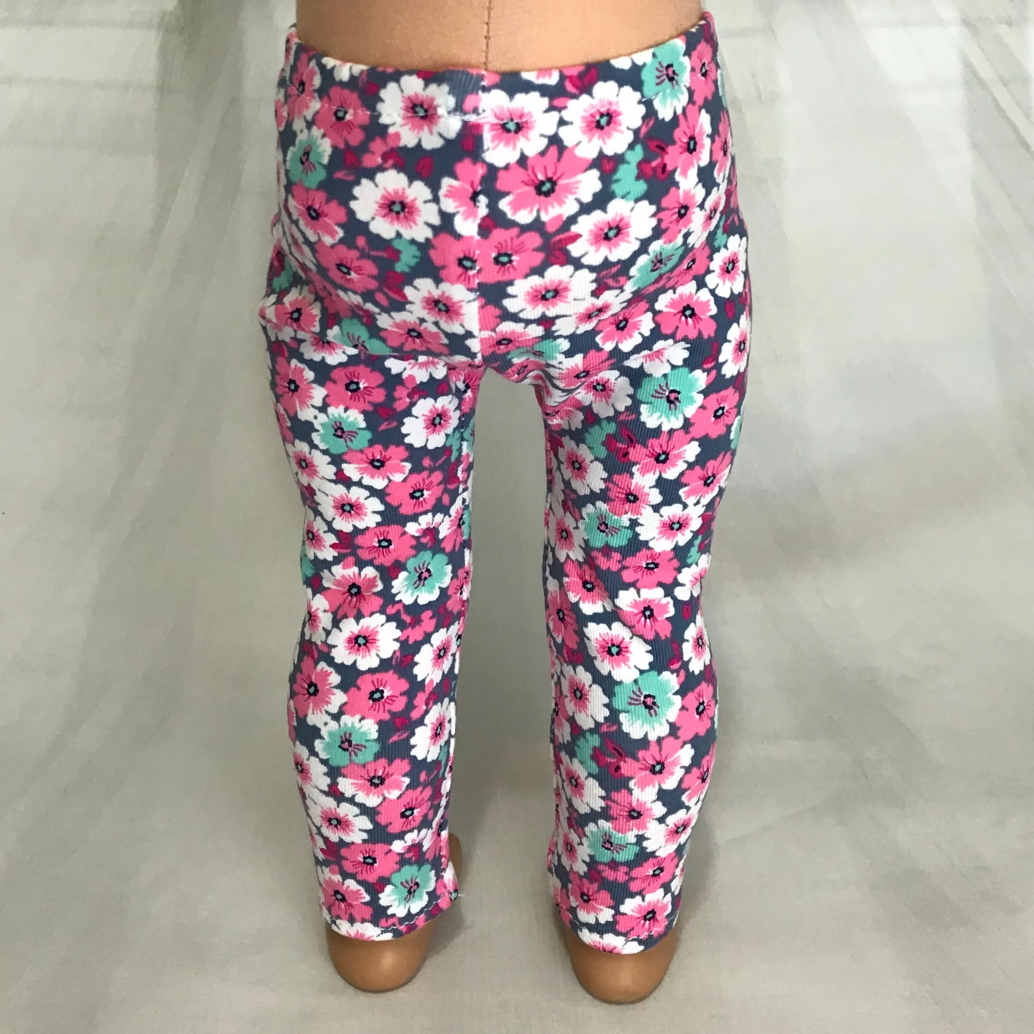 Trendy leggings flowers pink fit American girl dolls