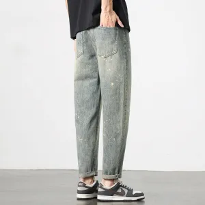 Trendy Loose-Fitting Jean with Splash Dot Print for Men