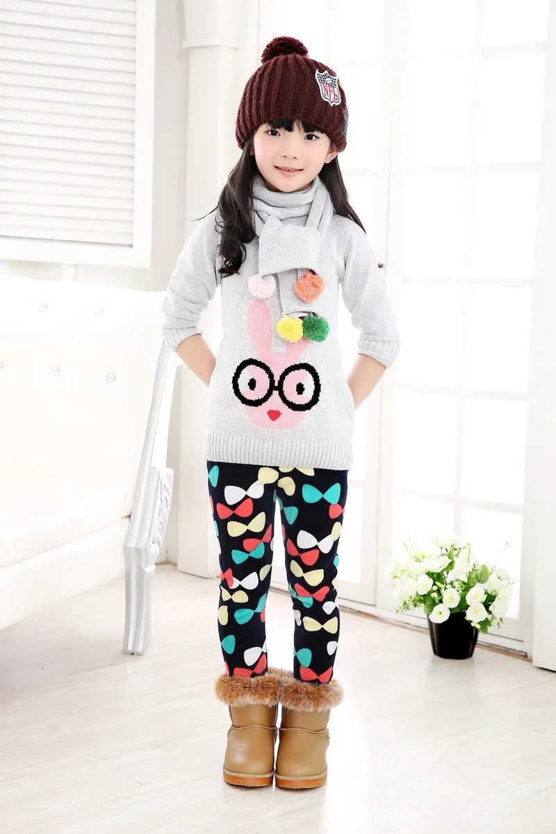 Trendy Printed Fleece-lining Warm Leggings