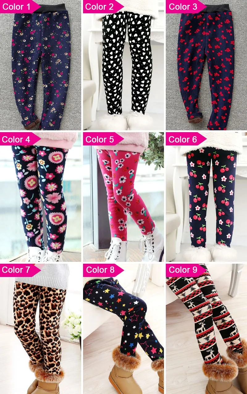 Trendy Printed Fleece-lining Warm Leggings