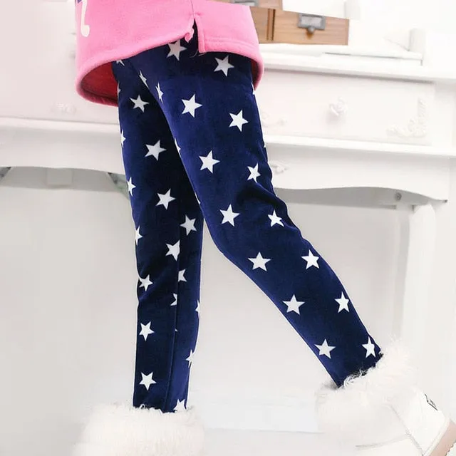 Trendy Printed Fleece-lining Warm Leggings