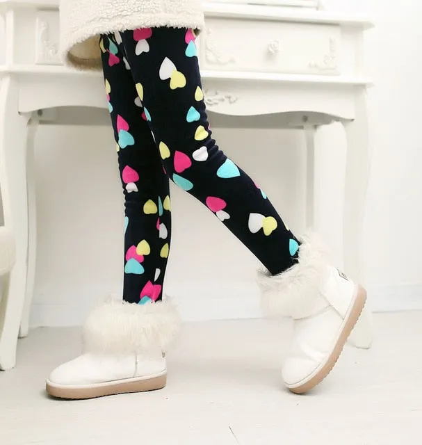 Trendy Printed Fleece-lining Warm Leggings