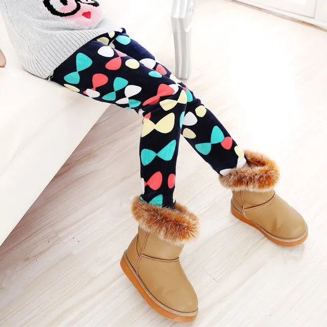 Trendy Printed Fleece-lining Warm Leggings