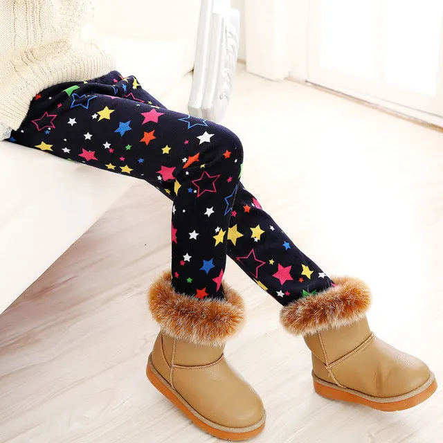 Trendy Printed Fleece-lining Warm Leggings