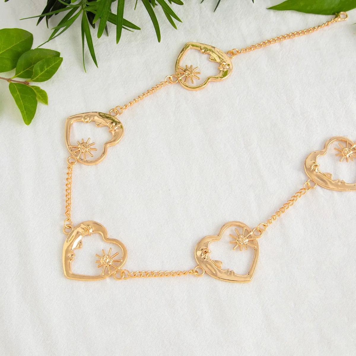 Trendy Sun Moon Hollow Heart Waist Chain