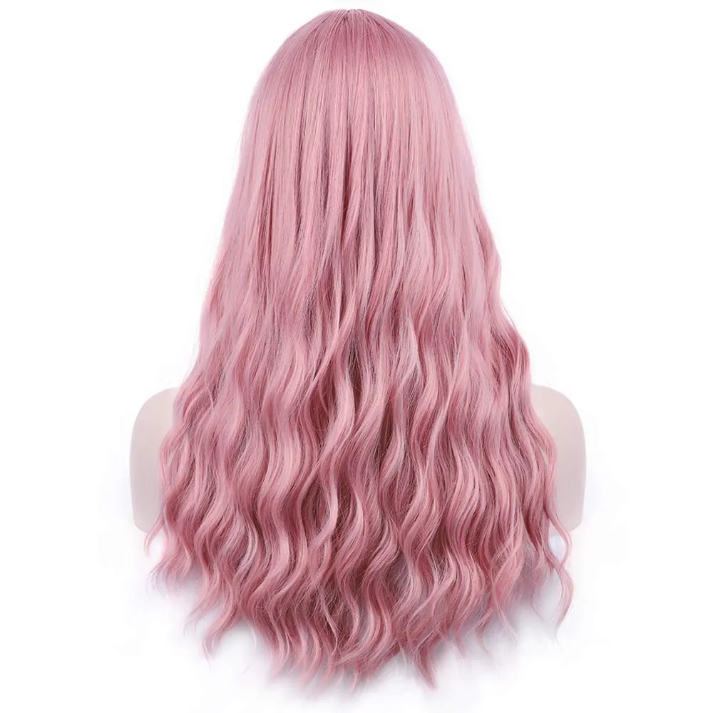 Trendy Wigs Gorgeous Fashion Goddess Pink Wig with Bangs