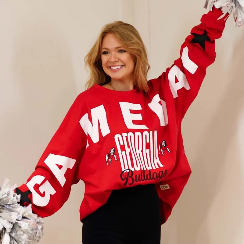 UGA Oversized Gameday Yasmin Crewneck Long Sleeve T-Shirt