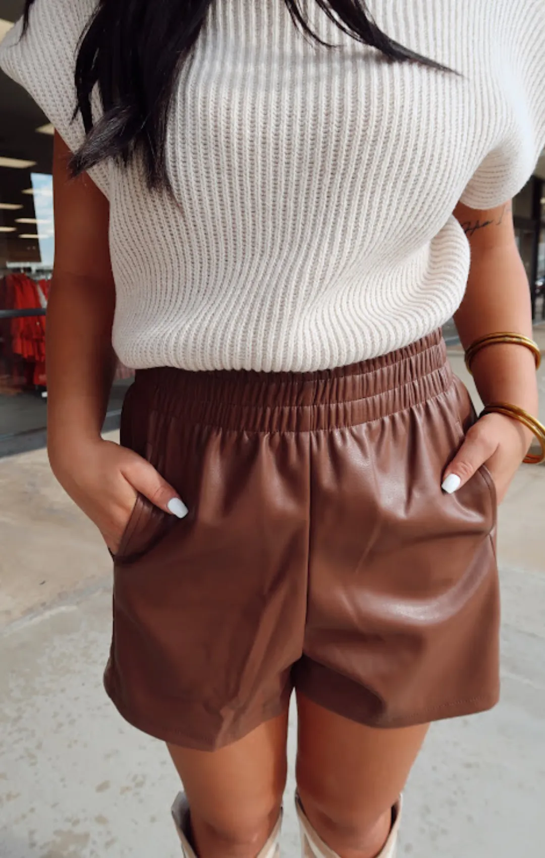 Vegan Leather Cinch Shorts