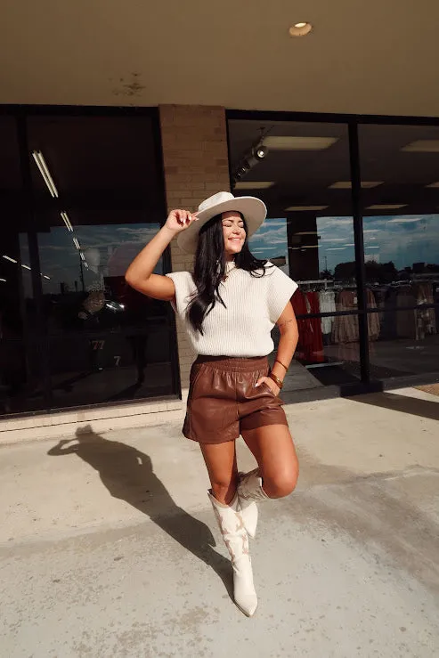 Vegan Leather Cinch Shorts