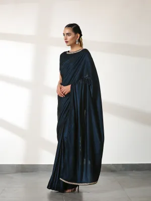Velvet Peacock Feather Saree