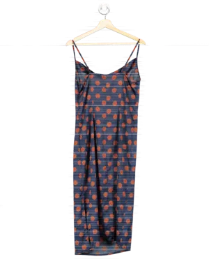 Very Navy Blue Polka Dot Slip Dress Size UK 10