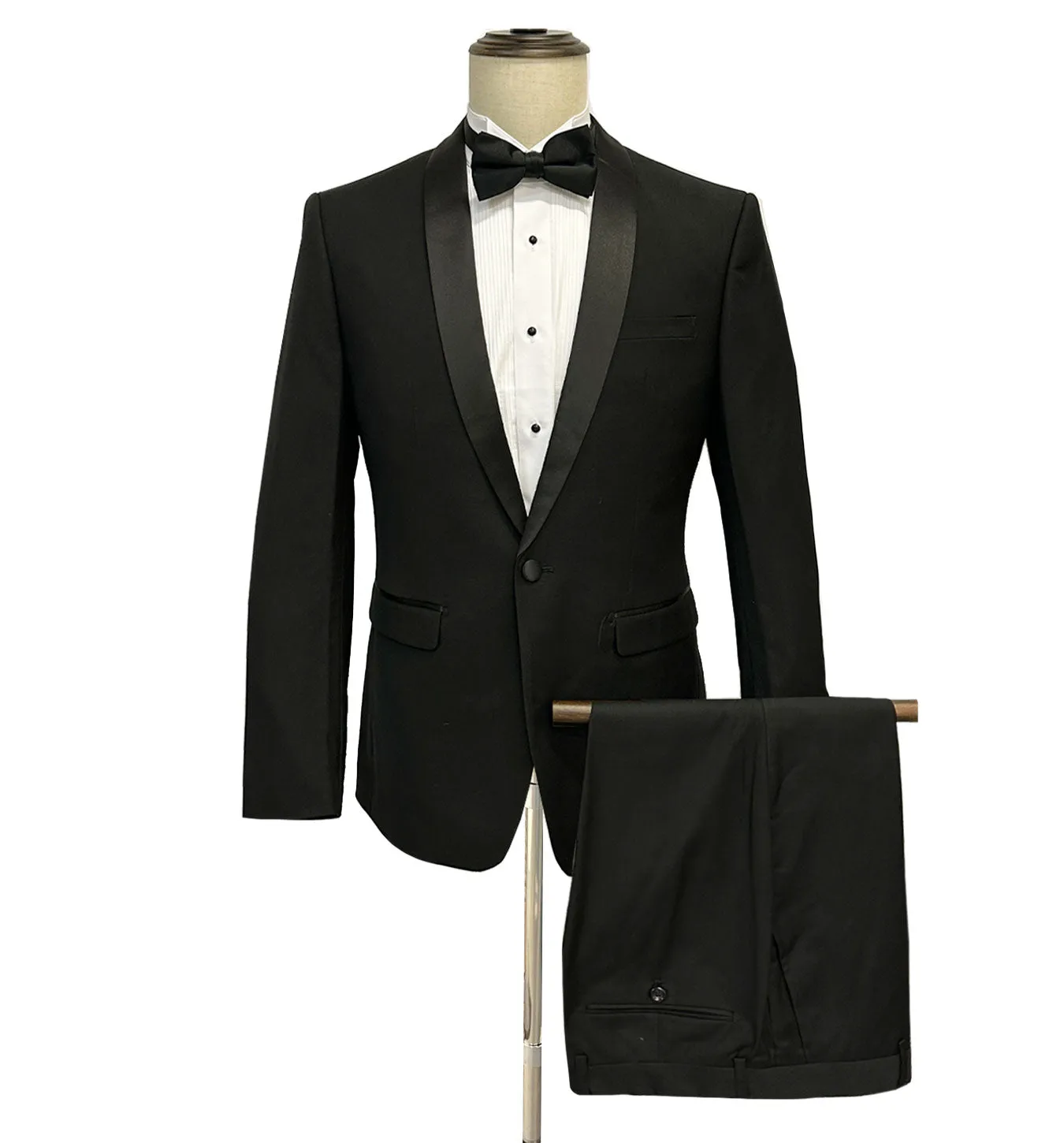 Vinci Slim Fit Tuxedo Suit - Black T-SS