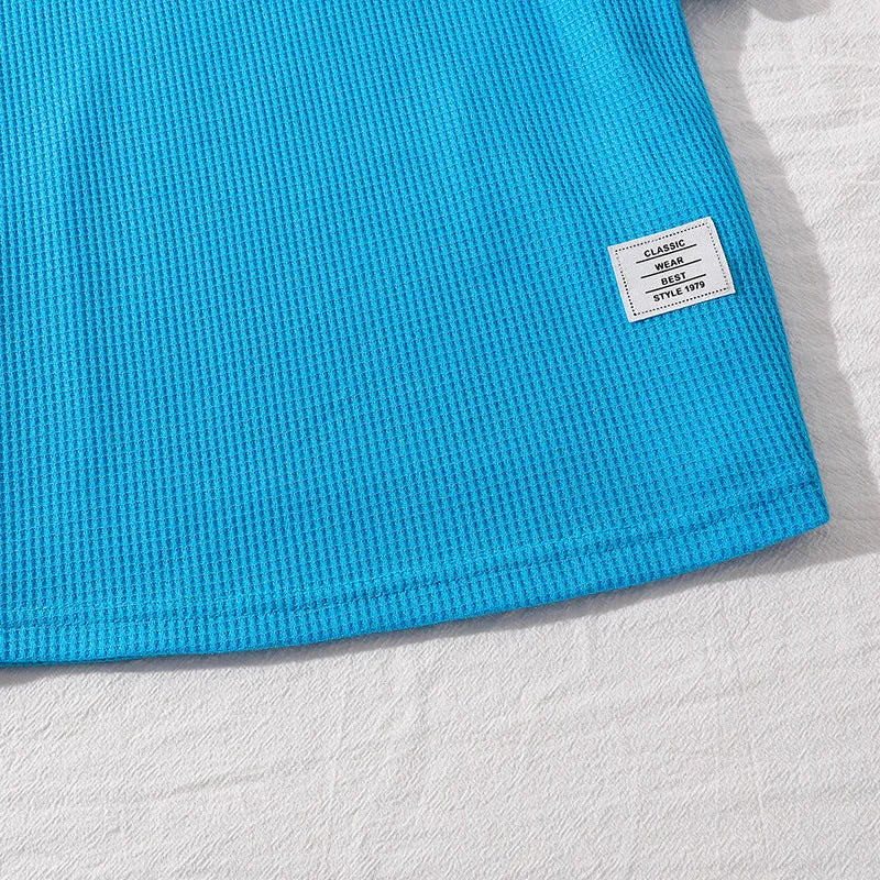 Waffle short-sleeved tops and shorts boys and girls two-piece suits