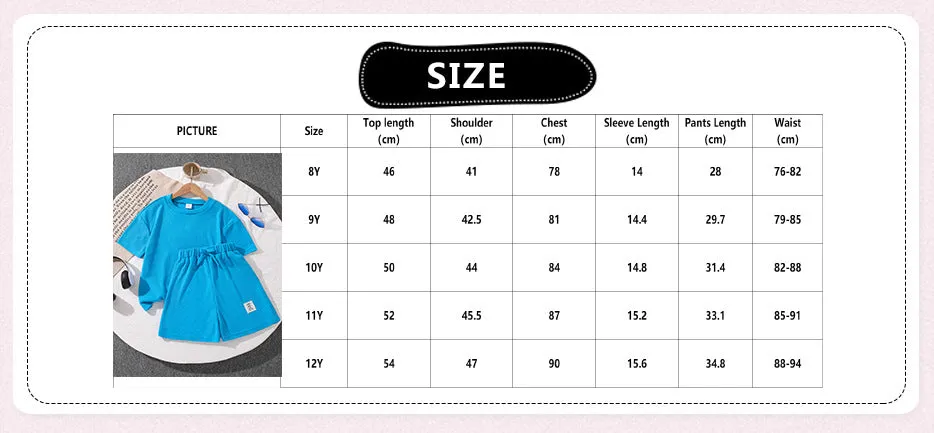 Waffle short-sleeved tops and shorts boys and girls two-piece suits