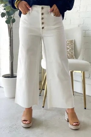 White Button Front Pants