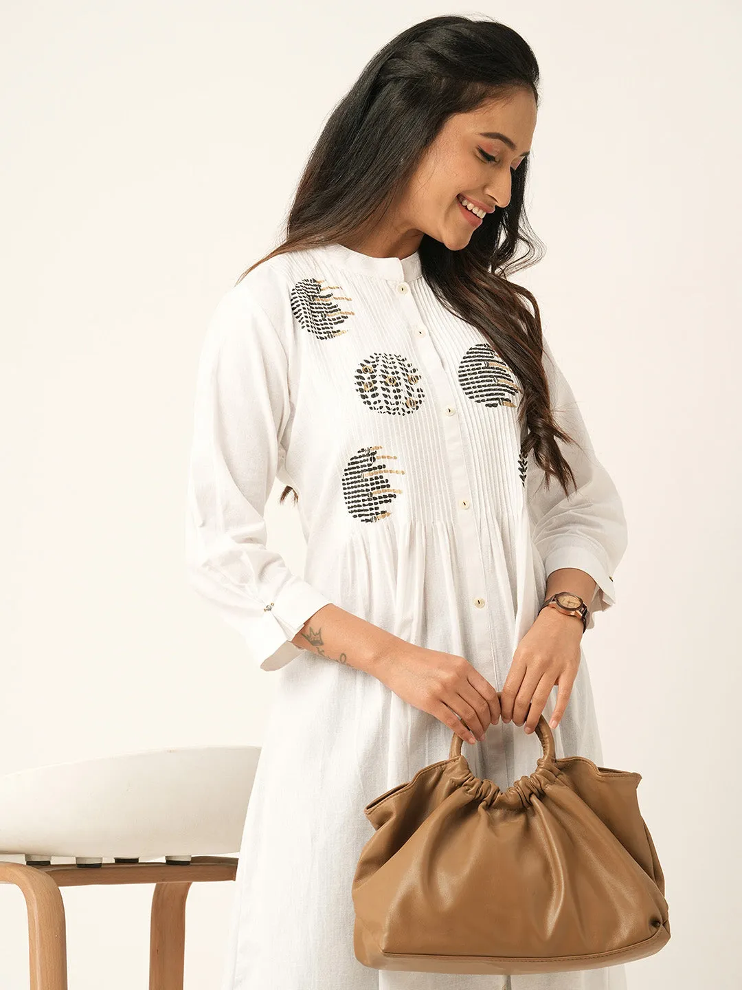 White Comfort Fit Cotton Kurta for Women Online in India - Zola