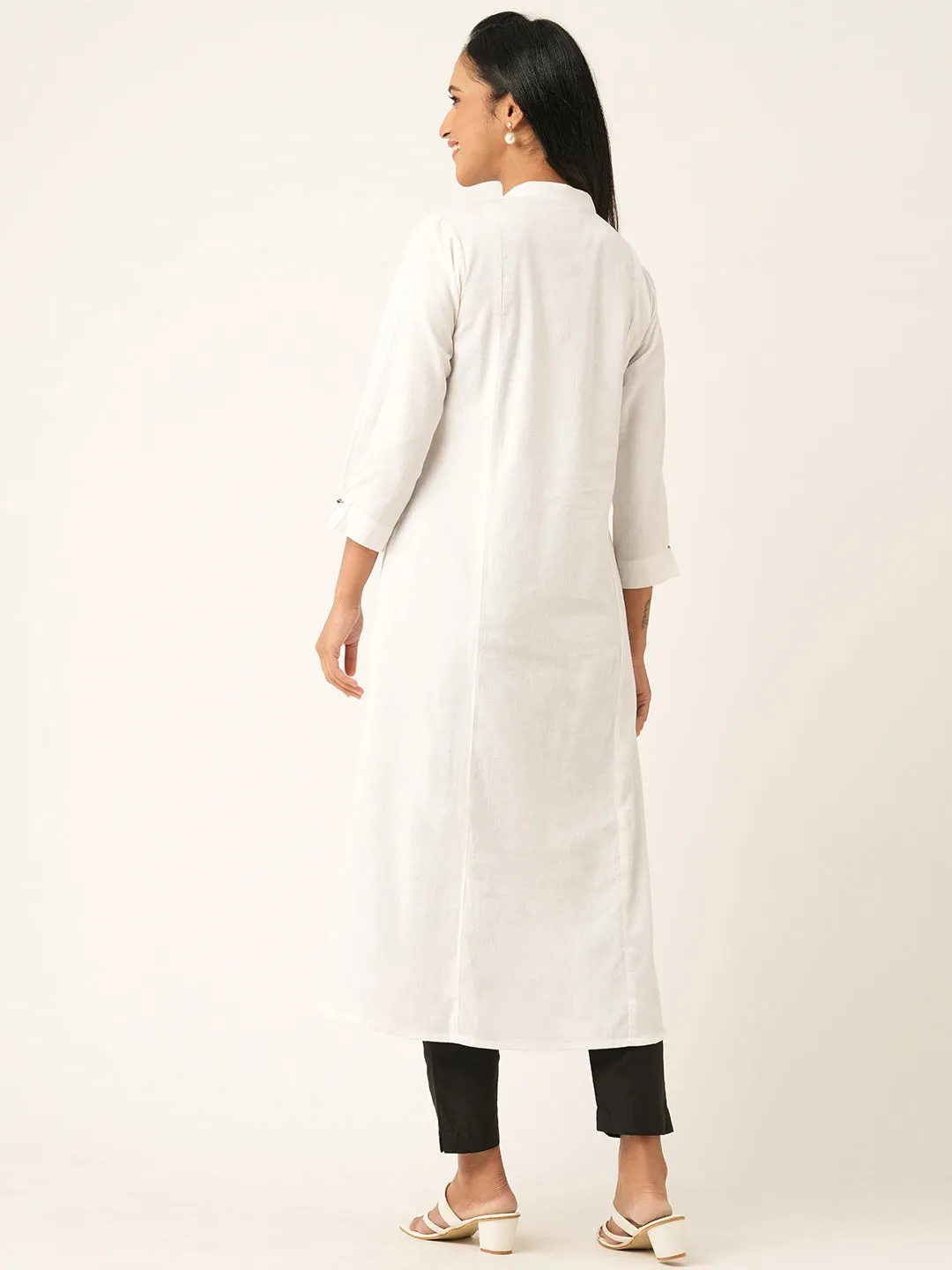 White Comfort Fit Cotton Kurta for Women Online in India - Zola