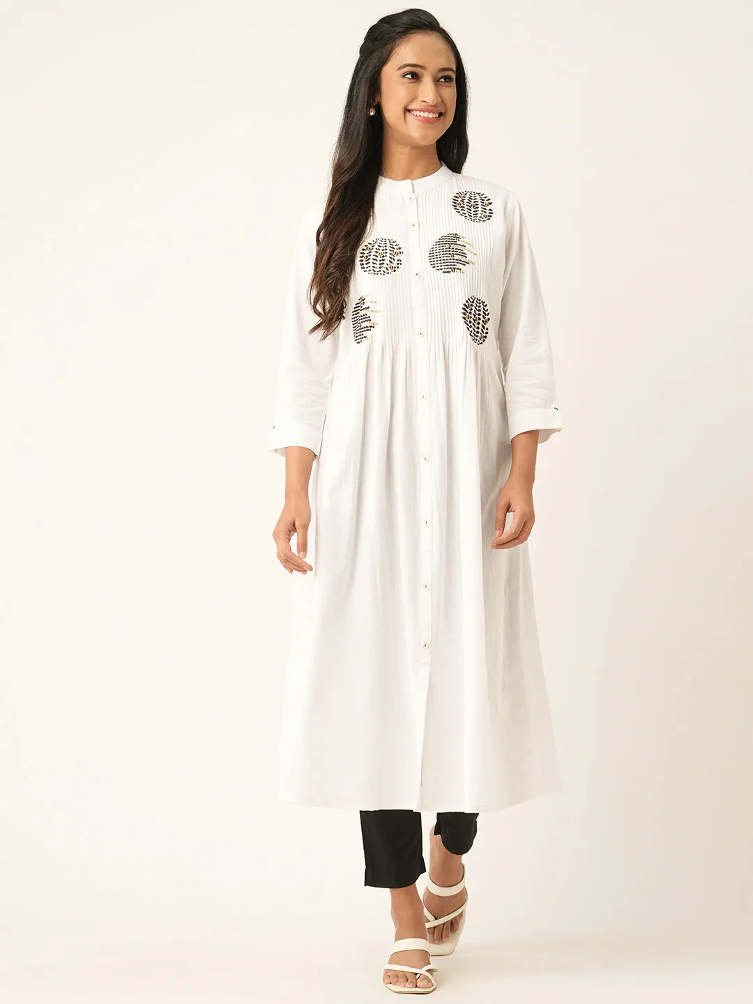 White Comfort Fit Cotton Kurta for Women Online in India - Zola