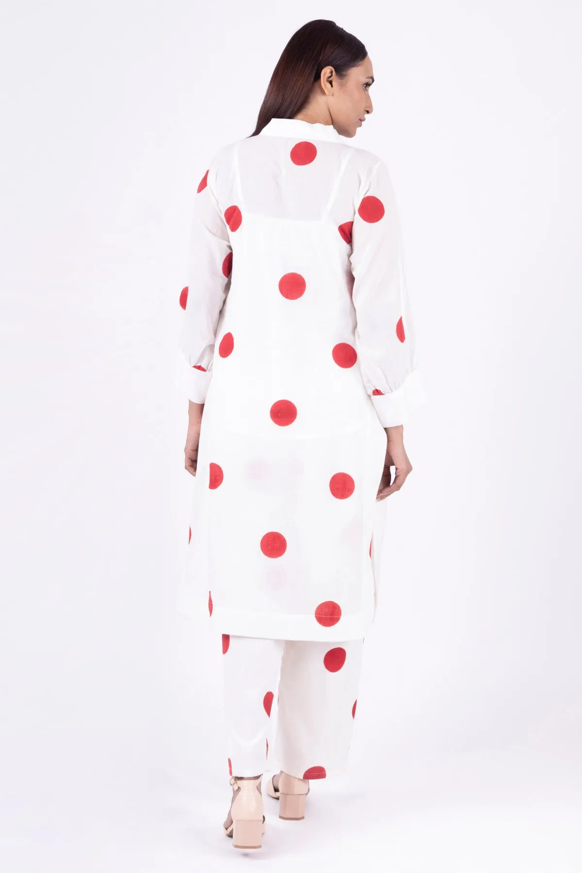 White Polka Dot Kurta & Pants