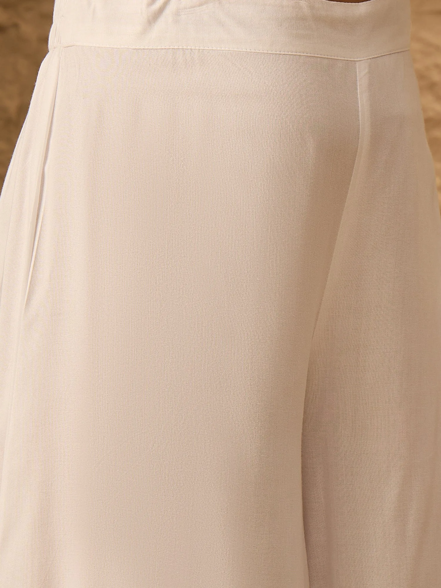 White Round Neck Short Palazzo Set