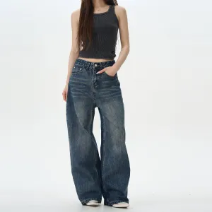 Wide-Leg Distressed Jeans