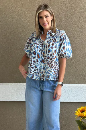Wild Elegance Button-Up Blouse