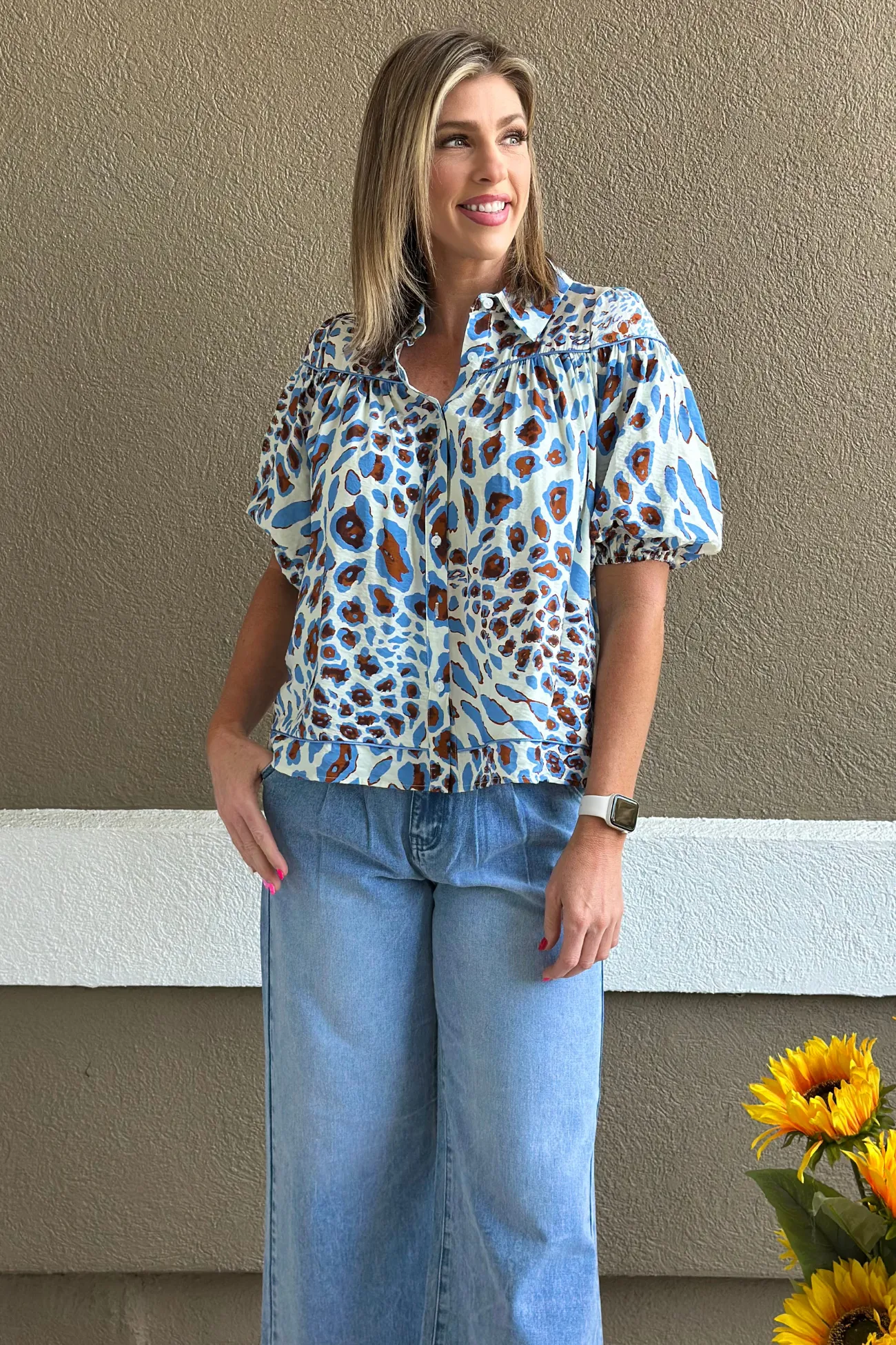 Wild Elegance Button-Up Blouse