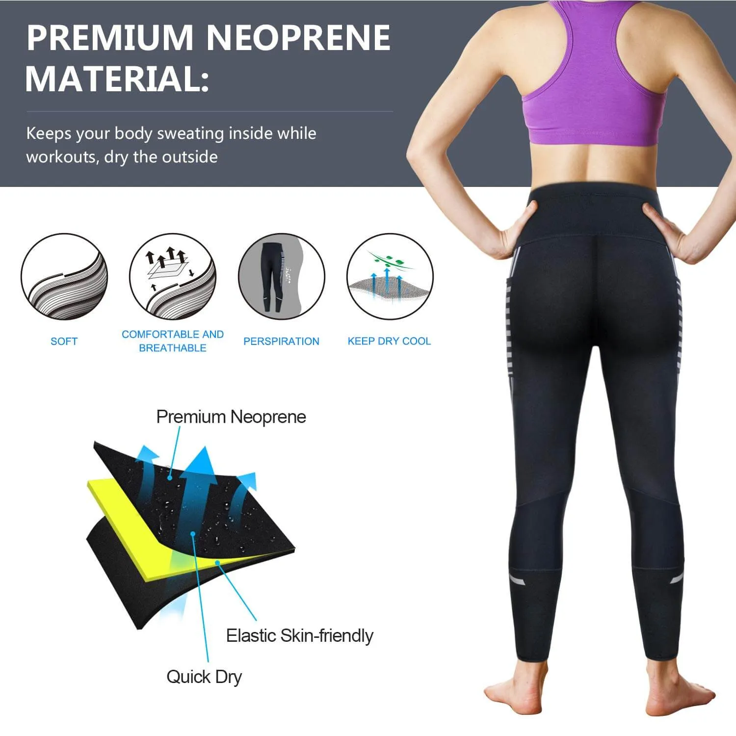 Women Fashion Design Sauna Weight Loss Sweat Pant