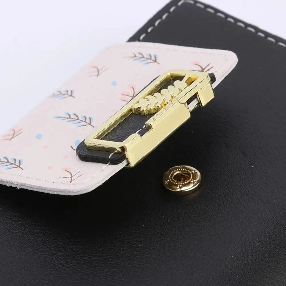 Women Pink PU Leather Short Wallet Trendy New Fashion  Vintage Mini Purses Cute Feather Design Wallets