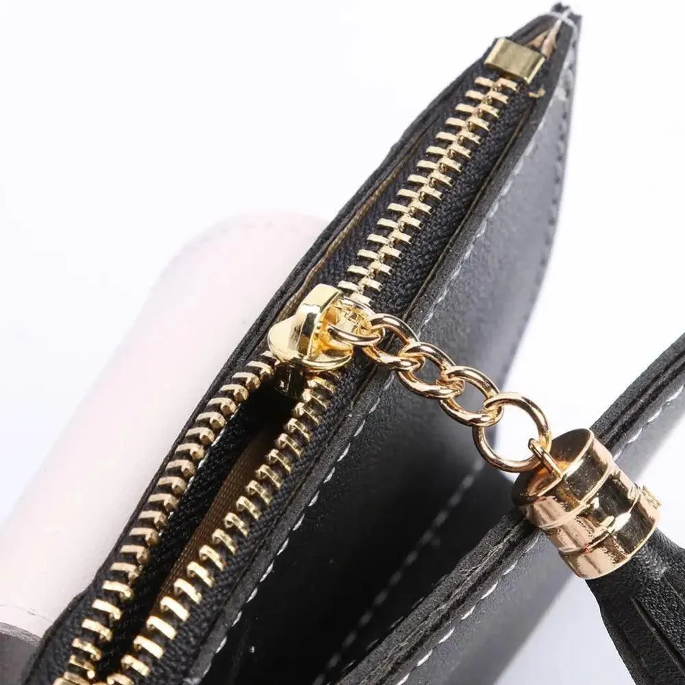 Women Pink PU Leather Short Wallet Trendy New Fashion  Vintage Mini Purses Cute Feather Design Wallets
