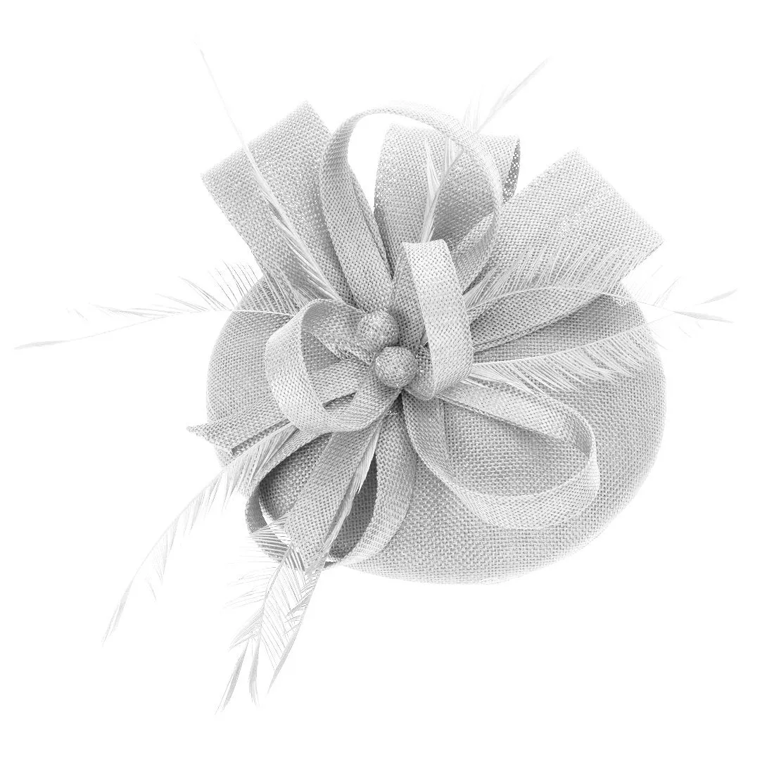 Women Wedding Party Bow Feather Pink Fascinator Hair Clip Derby Hat