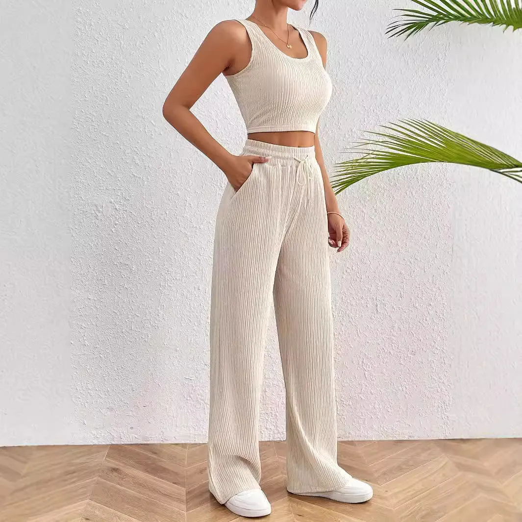 Women's Sports Fashion Casual Vest Loose pants Two-piece Set