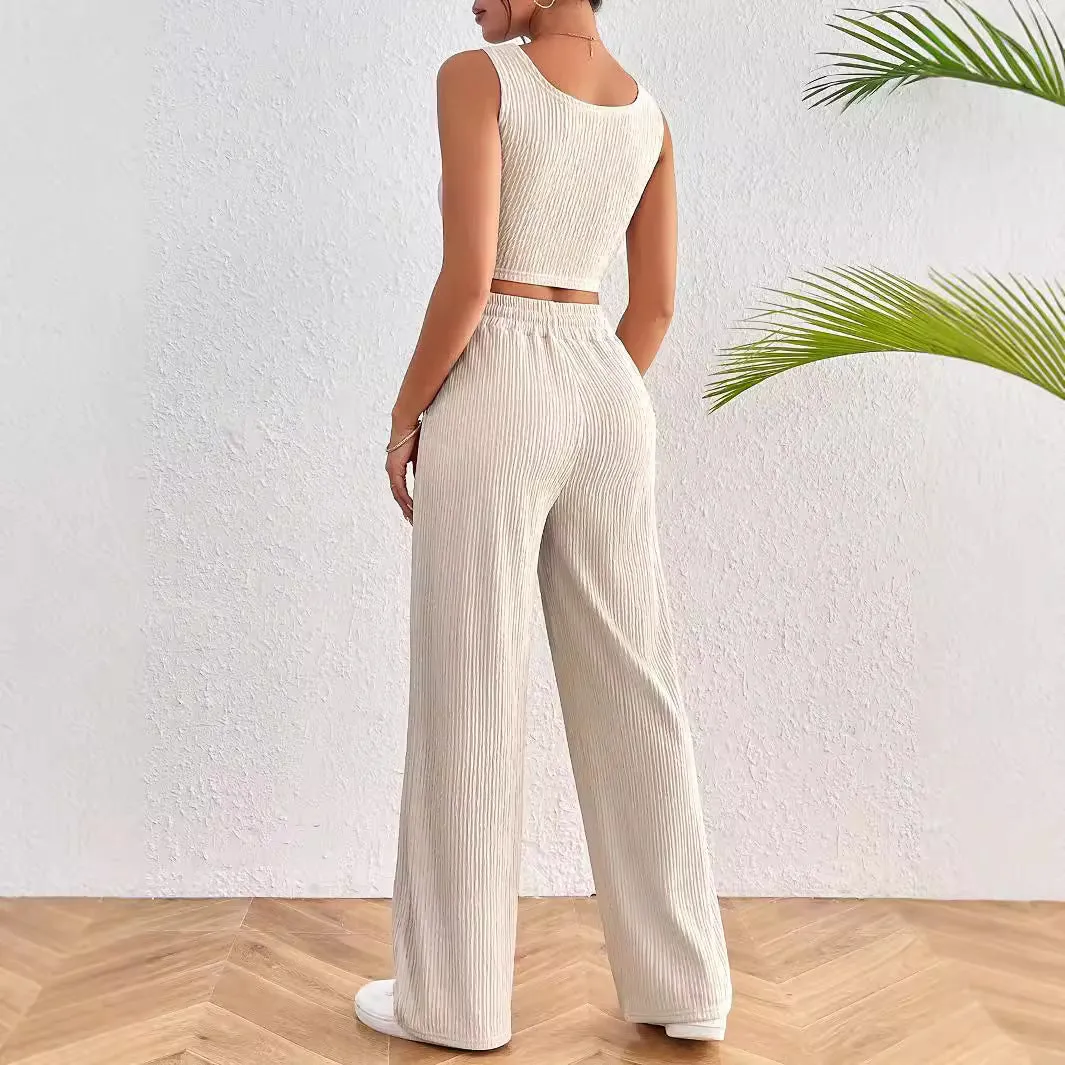 Women's Sports Fashion Casual Vest Loose pants Two-piece Set