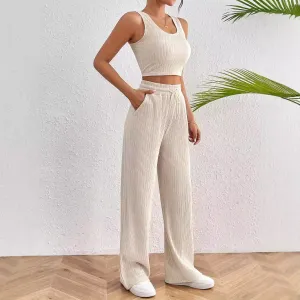 Women's Sports Fashion Casual Vest Loose pants Two-piece Set