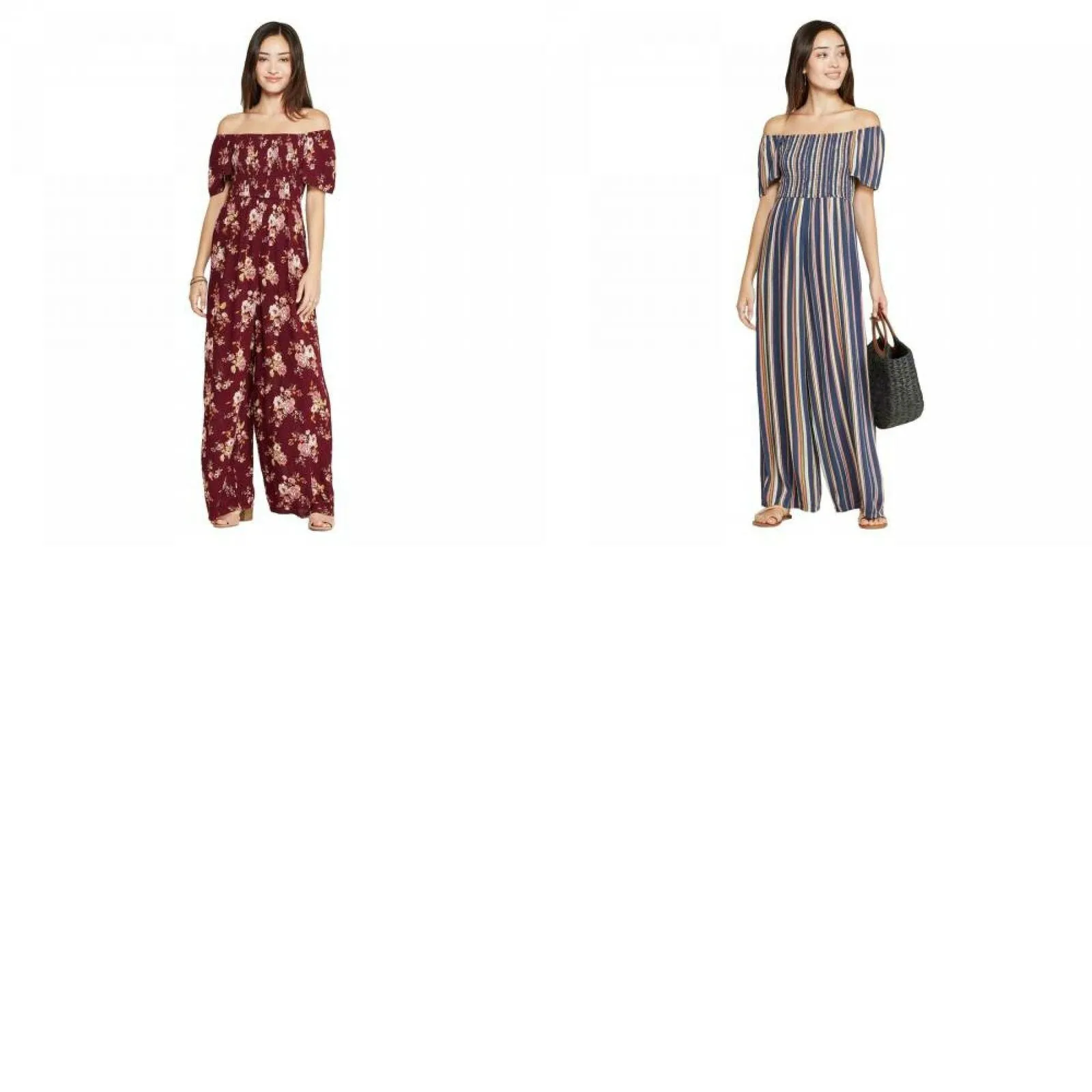 Xhilaration Short Sleeve Off The Shoulder Smocked Top Jumpsuit