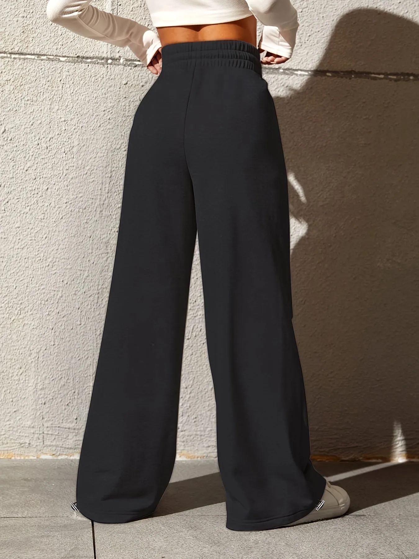 xieyinshe  High Waist Casual Loose Pants, Straight Wide Leg Sports Pants, Women's Athleisure