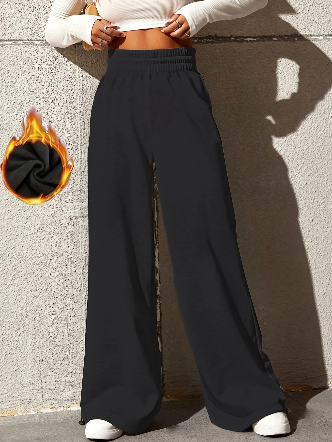 xieyinshe  High Waist Casual Loose Pants, Straight Wide Leg Sports Pants, Women's Athleisure