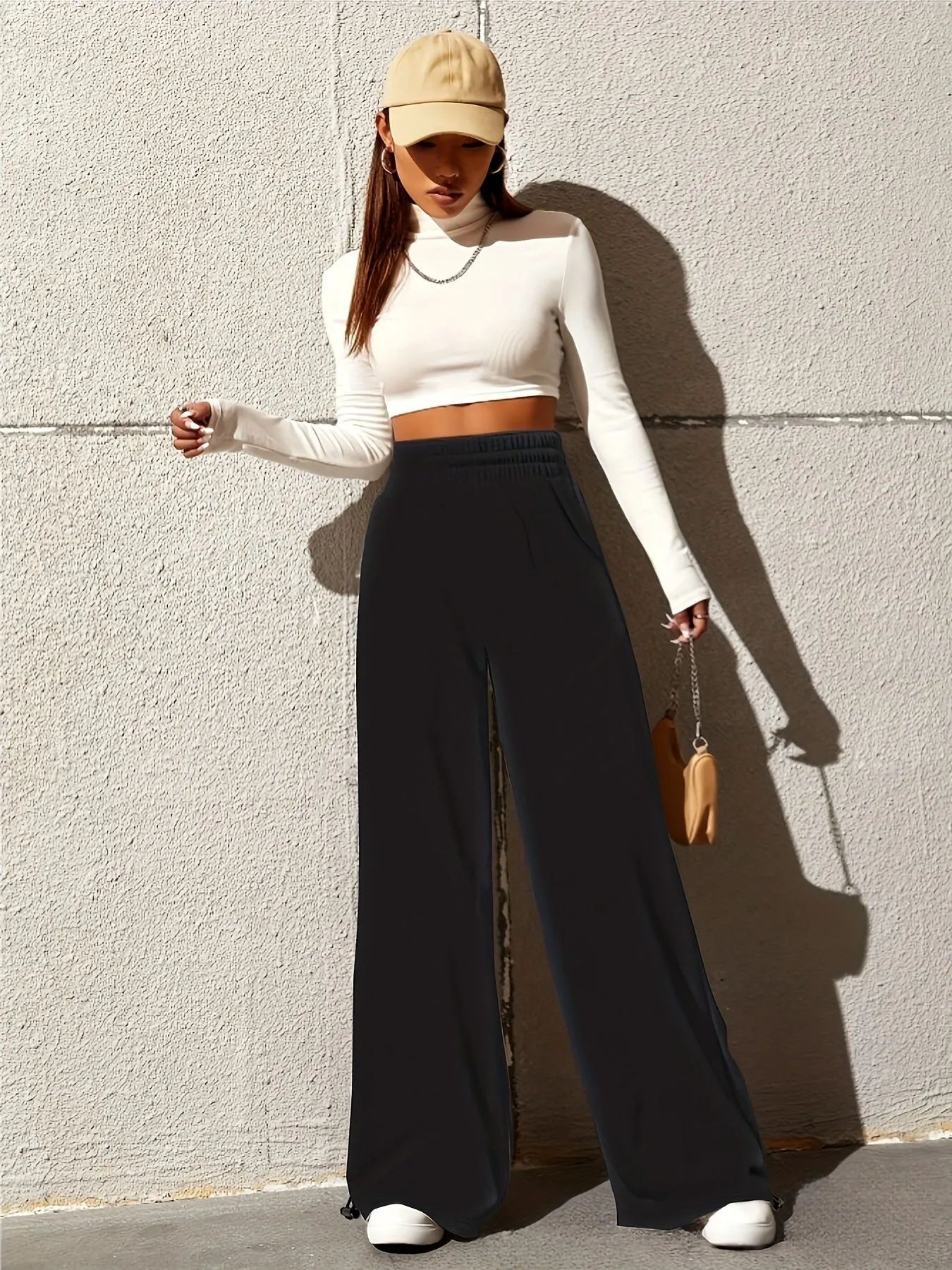 xieyinshe  High Waist Casual Loose Pants, Straight Wide Leg Sports Pants, Women's Athleisure