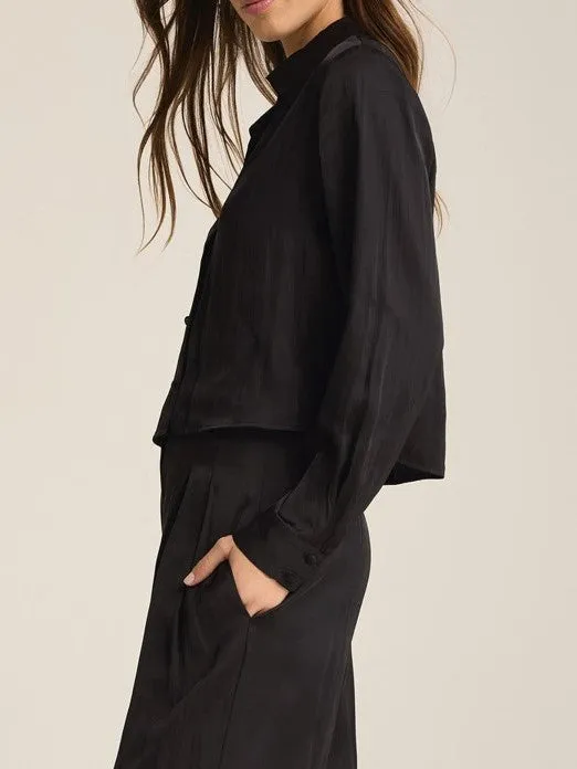 Z SUPPLY Sante Luxe Satin Cropped Button Up Top